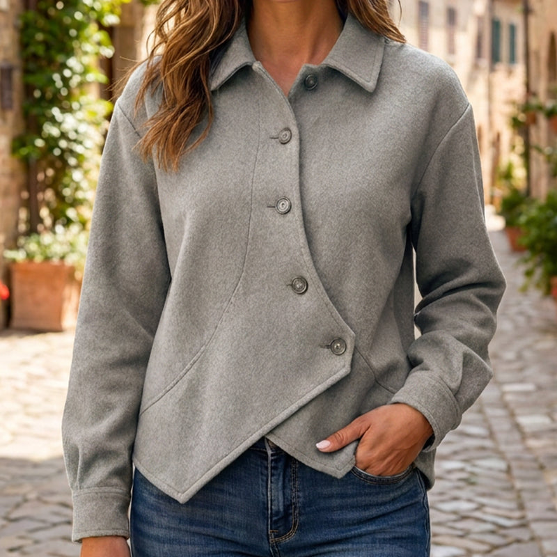 Women's Irregular Diagonal Button-Down Jacket