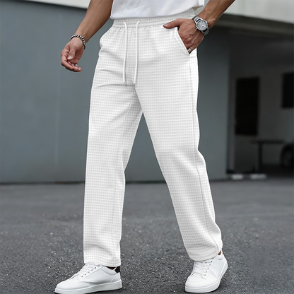 Men's Waffle Knit Drawstring Casual Pants