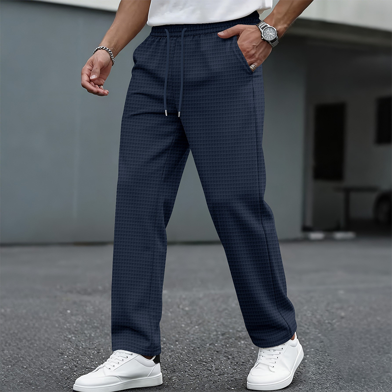 Men's Waffle Knit Drawstring Casual Pants