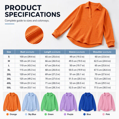 Women's Knit V-Neck Long Sleeve Top