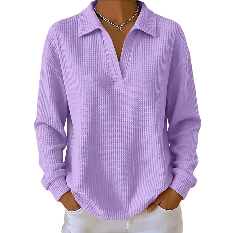 Women's Knit V-Neck Long Sleeve Top