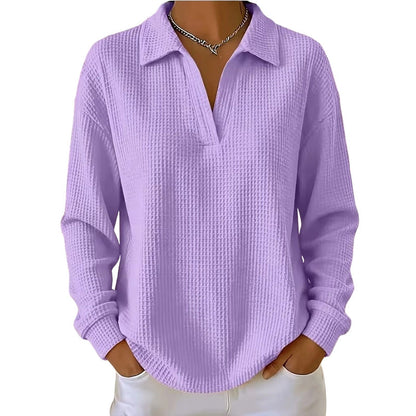 Women's Knit V-Neck Long Sleeve Top