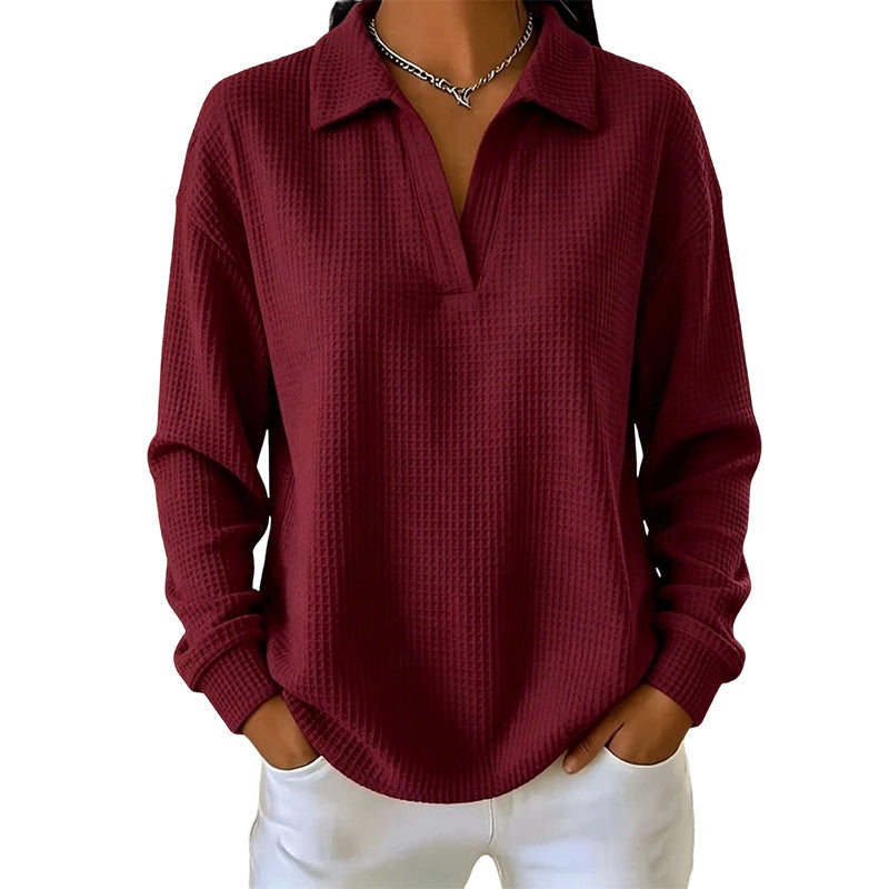 Women's Knit V-Neck Long Sleeve Top