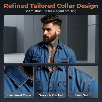 Men's Denim Long Sleeve Shirt Casual Button Down Cardigan