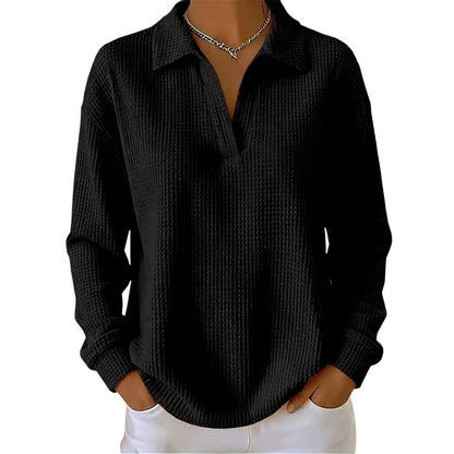Women's Knit V-Neck Long Sleeve Top