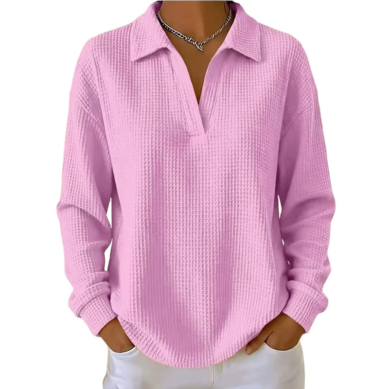 Women's Knit V-Neck Long Sleeve Top
