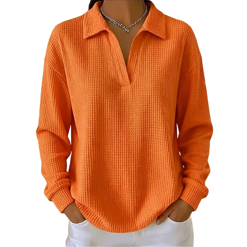 Women's Knit V-Neck Long Sleeve Top