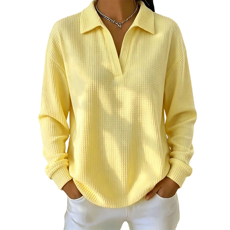 Women's Knit V-Neck Long Sleeve Top