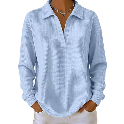 Women's Knit V-Neck Long Sleeve Top