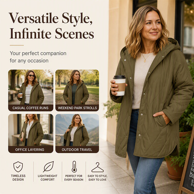 Women's Winter Diamond Quilted Hooded Coats