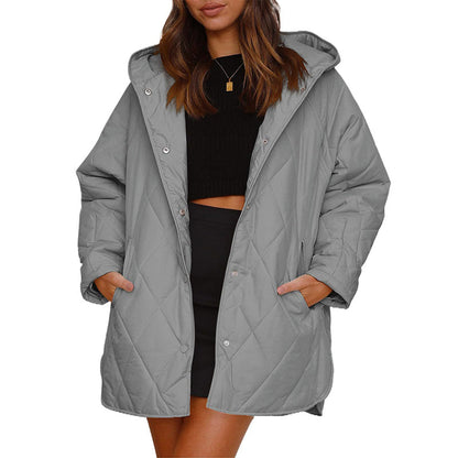 Women's Winter Diamond Quilted Hooded Coats