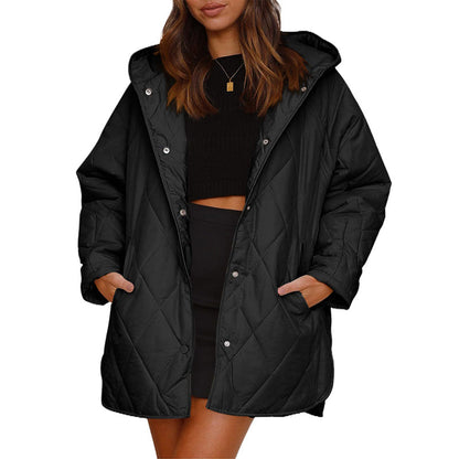 Women's Winter Diamond Quilted Hooded Coats