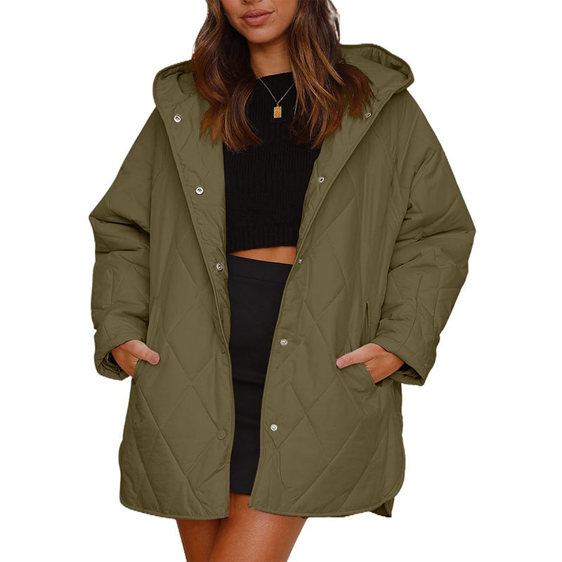 Women's Winter Diamond Quilted Hooded Coats