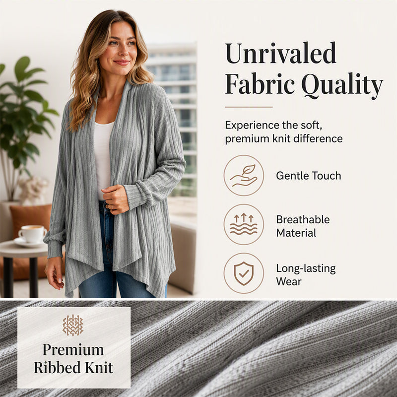 Women's Casual Draped Open Front Cardigan