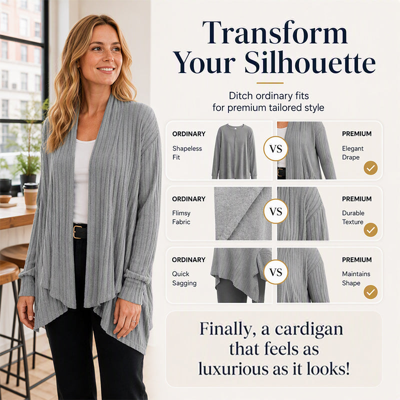 Women's Casual Draped Open Front Cardigan