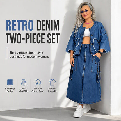 Slimming Denim Maxi Dress Set