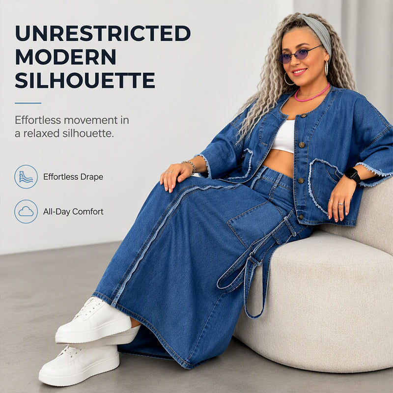 Slimming Denim Maxi Dress Set