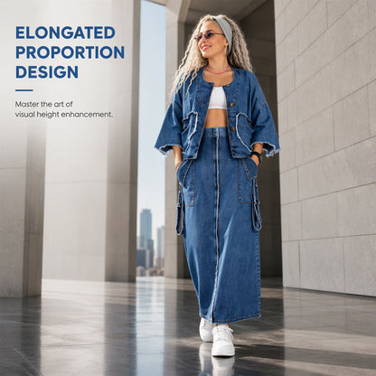Slimming Denim Maxi Dress Set