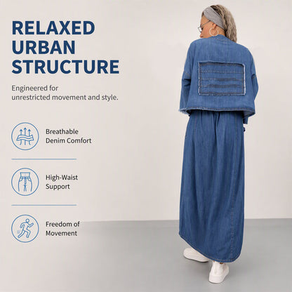 Slimming Denim Maxi Dress Set