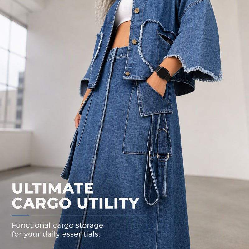 Slimming Denim Maxi Dress Set