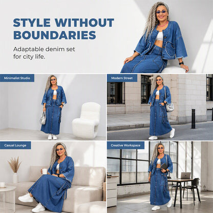Slimming Denim Maxi Dress Set