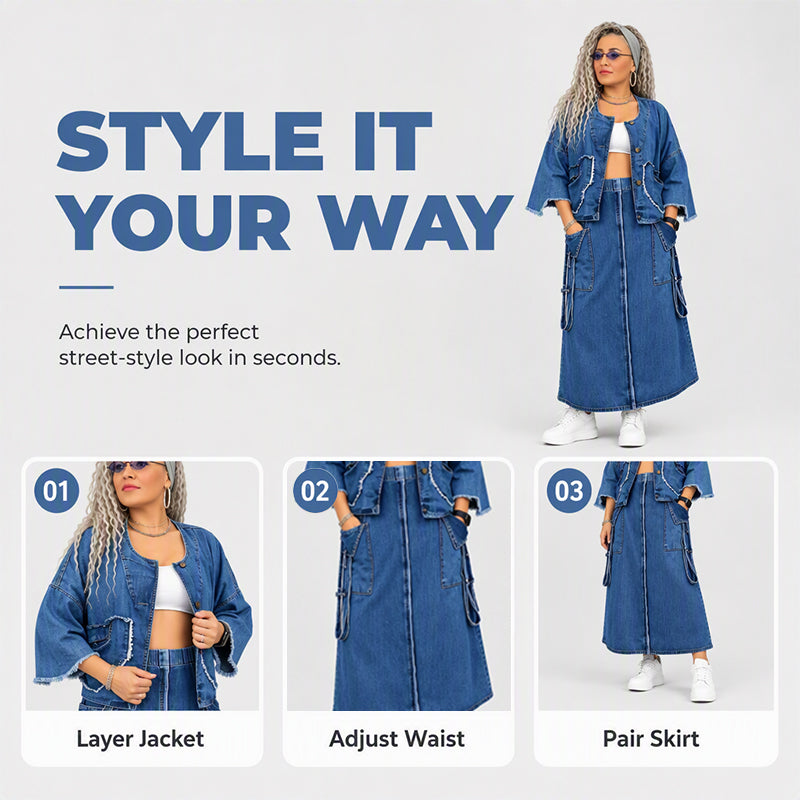 Slimming Denim Maxi Dress Set