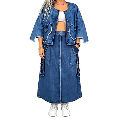 Slimming Denim Maxi Dress Set