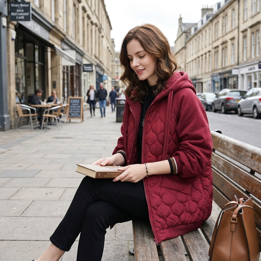 Women's Quilted Hooded Spliced Jacket