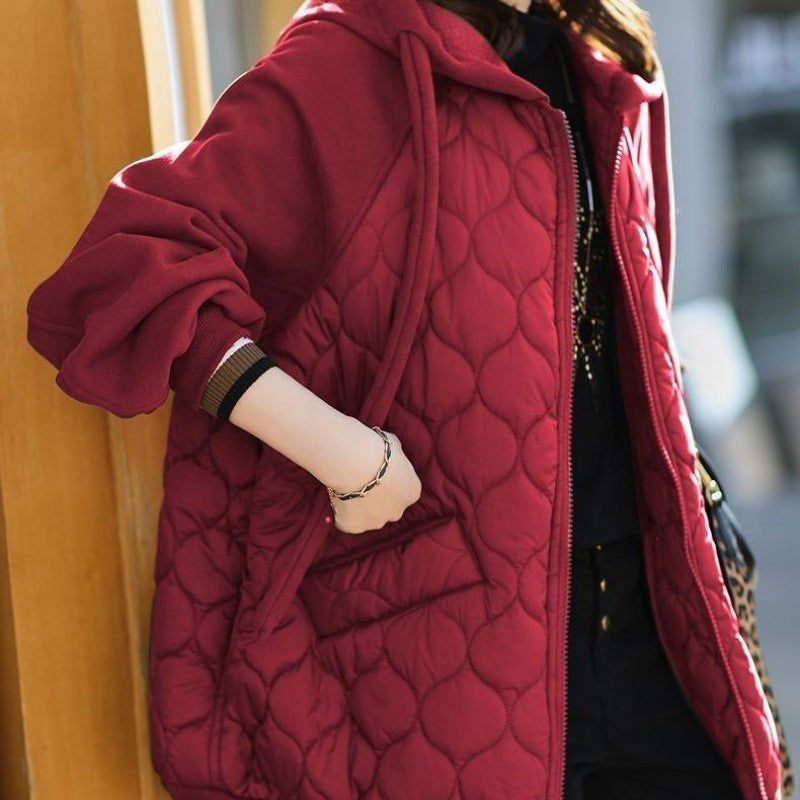 Women's Quilted Hooded Spliced Jacket