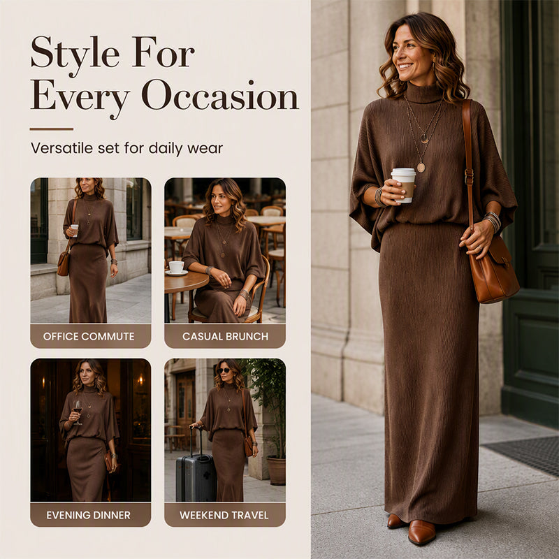 Women's Batwing Sleeve Top & Maxi Skirt Set