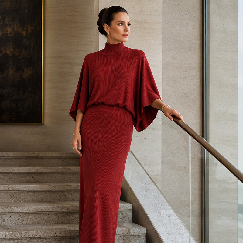 Women's Batwing Sleeve Top & Maxi Skirt Set