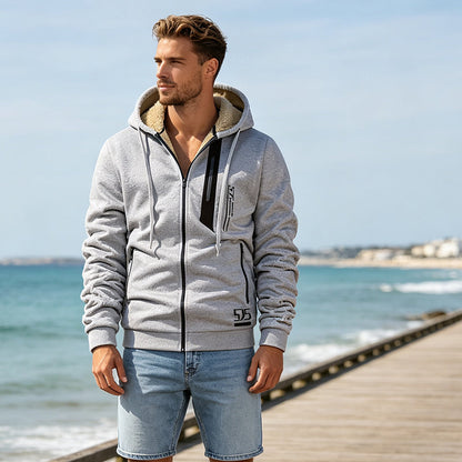 Men's Thick Plush-Lined Hooded Warm Jacket