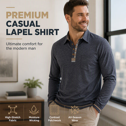 Men's Casual Long Sleeve Collared Shirt