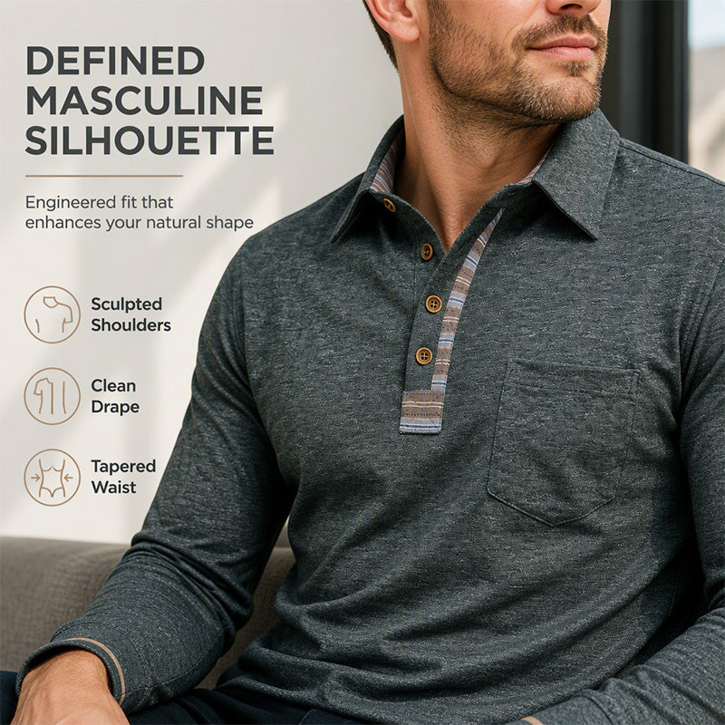 Men's Casual Long Sleeve Collared Shirt