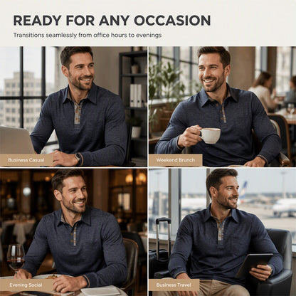 Men's Casual Long Sleeve Collared Shirt