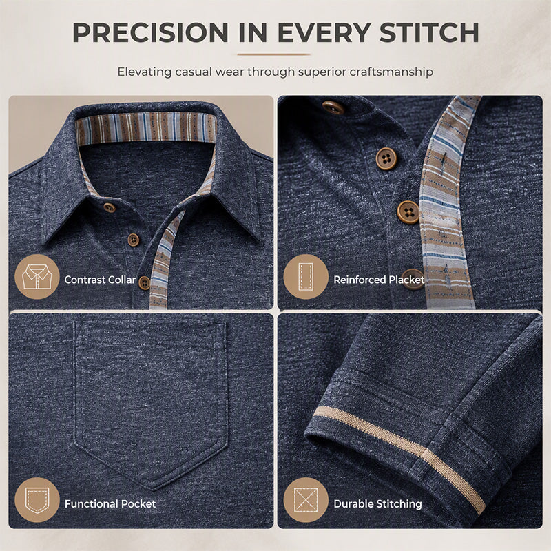 Men's Casual Long Sleeve Collared Shirt