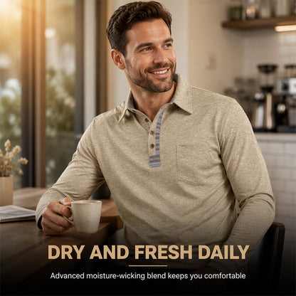 Men's Casual Long Sleeve Collared Shirt