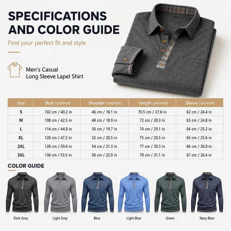Men's Casual Long Sleeve Collared Shirt