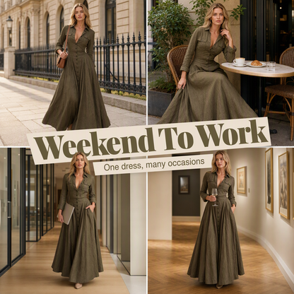 Women's Lapel Button Down Maxi Dress