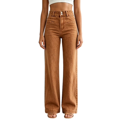 Women's High-Waisted Wide-Leg Casual Jeans