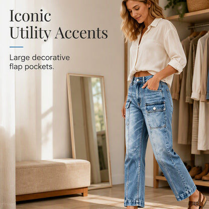 Women's High-Waisted Stretch Straight Leg Jeans