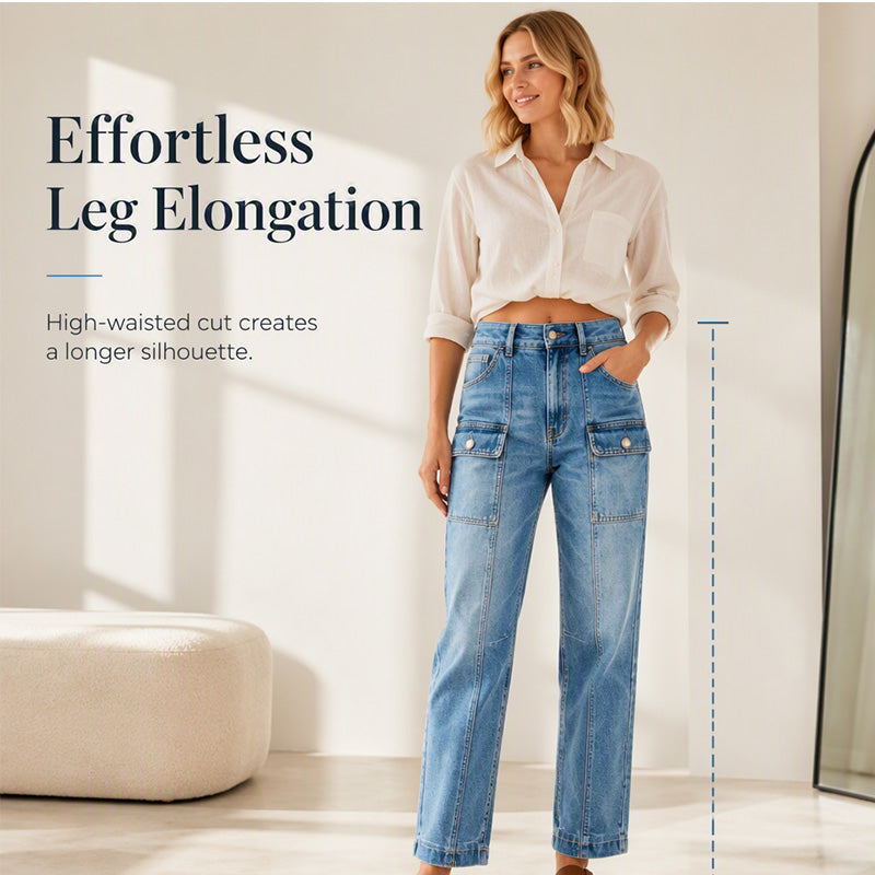 Women's High-Waisted Stretch Straight Leg Jeans