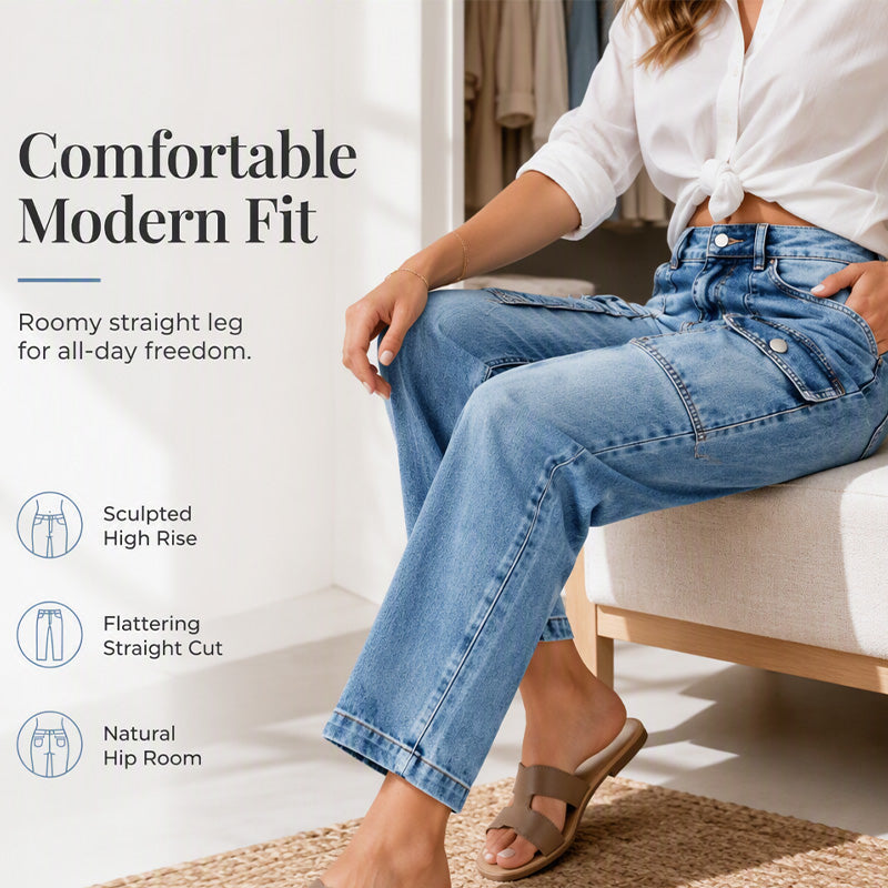 Women's High-Waisted Stretch Straight Leg Jeans