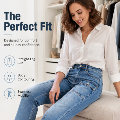 Women's High-Waisted Stretch Straight Leg Jeans