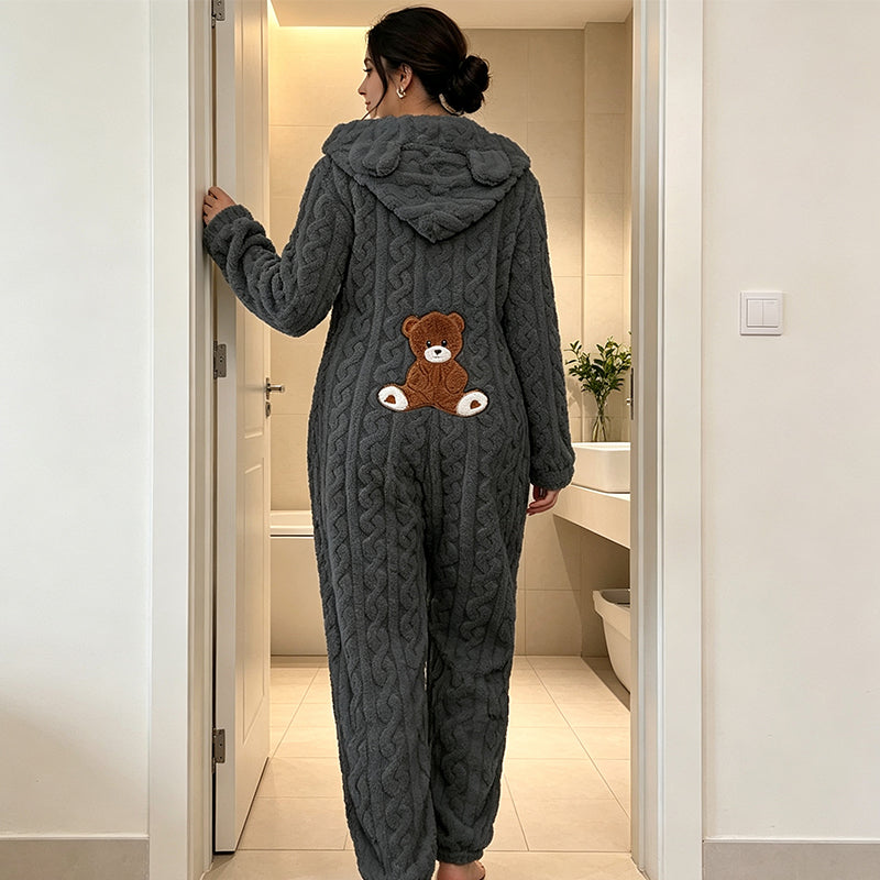 Women's Cute Bear Hooded One-Piece Loungewear