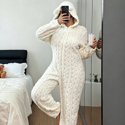 Women's Cute Bear Hooded One-Piece Loungewear
