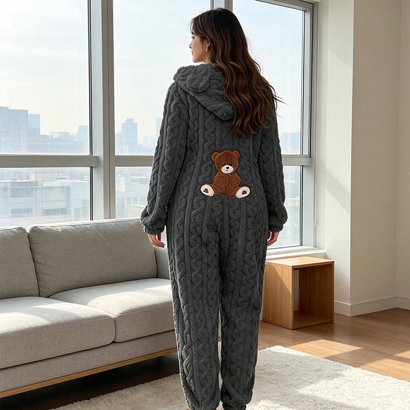 Women's Cute Bear Hooded One-Piece Loungewear