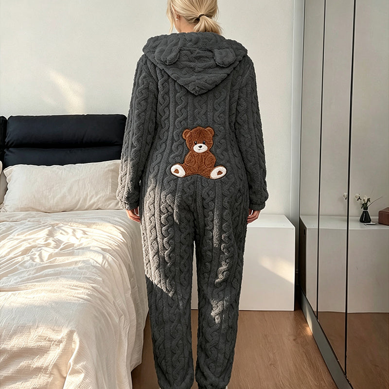 Women's Cute Bear Hooded One-Piece Loungewear