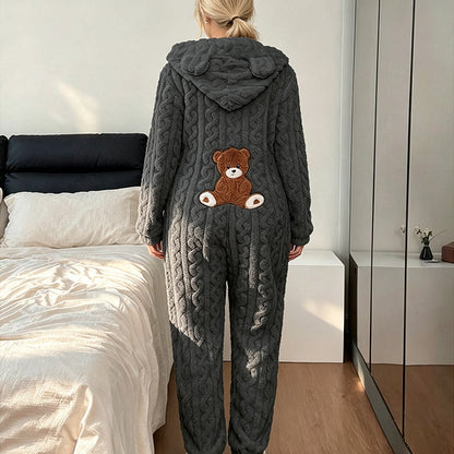 Women's Cute Bear Hooded One-Piece Loungewear