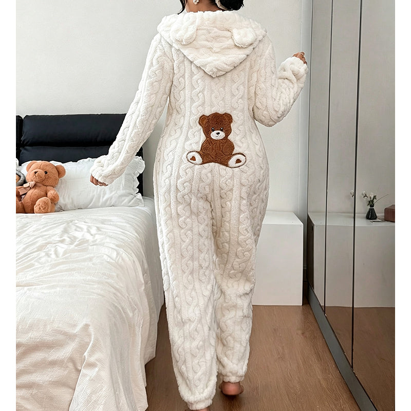 Women's Cute Bear Hooded One-Piece Loungewear